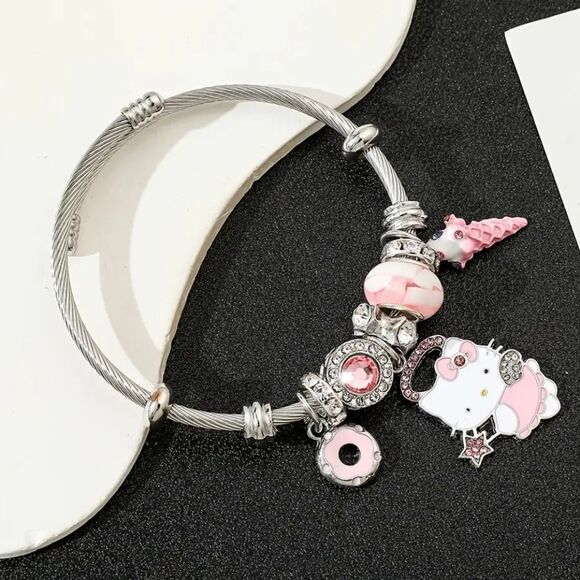 Silver & Pink Hello Kitty Necklace & Bracelet Set - Picture 3 of 7